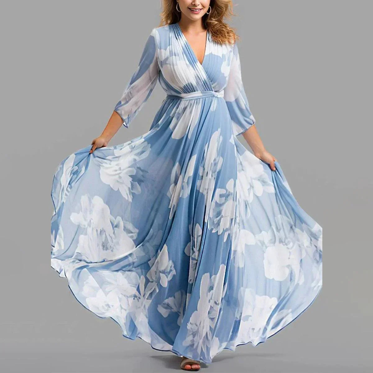 Scarlett Blue V-Neck Maxi
